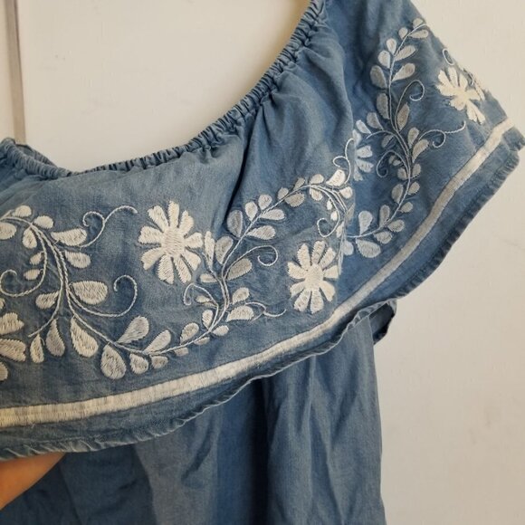 Rebecca Minkoff Rita Embroidered Chambray One Shoulder Shift Mini Dress Size XS - Picture 10 of 17